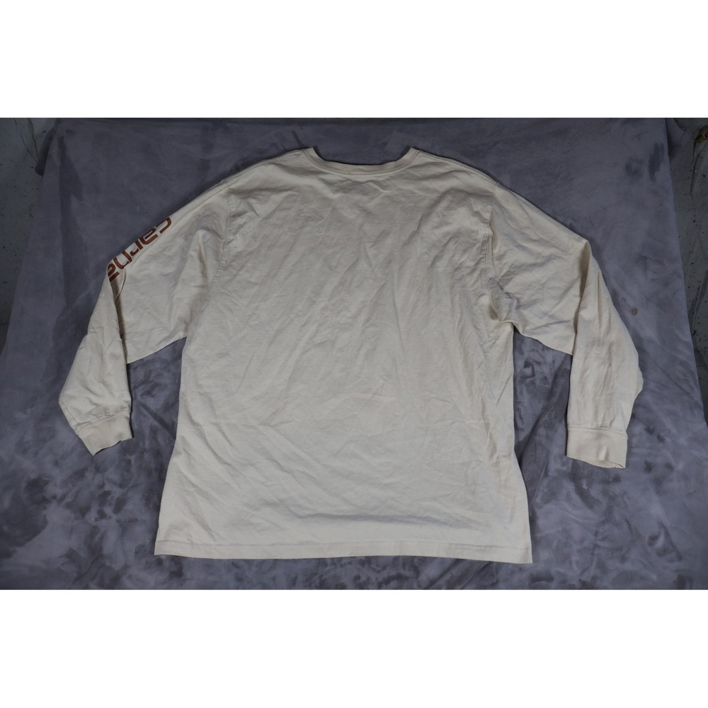 Carhartt Mens Loose Fit Long Sleeve Graphic Logo T-Shirt Cream 2XL